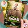 Jungle Wild One Invitation | Elephant Ride Photo Invite 2 Jungle Wild One Birthday Invitation with Baby Explorer Photo