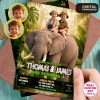 Jungle Birthday Invitation for Siblings & Friends – Custom Elephant Photo Invitation – 24h Delivery – Digital File 2 Jungle Birthday Invitation for Siblings & Friends – Custom Elephant Photo Invitation – 24h Delivery – Digital File