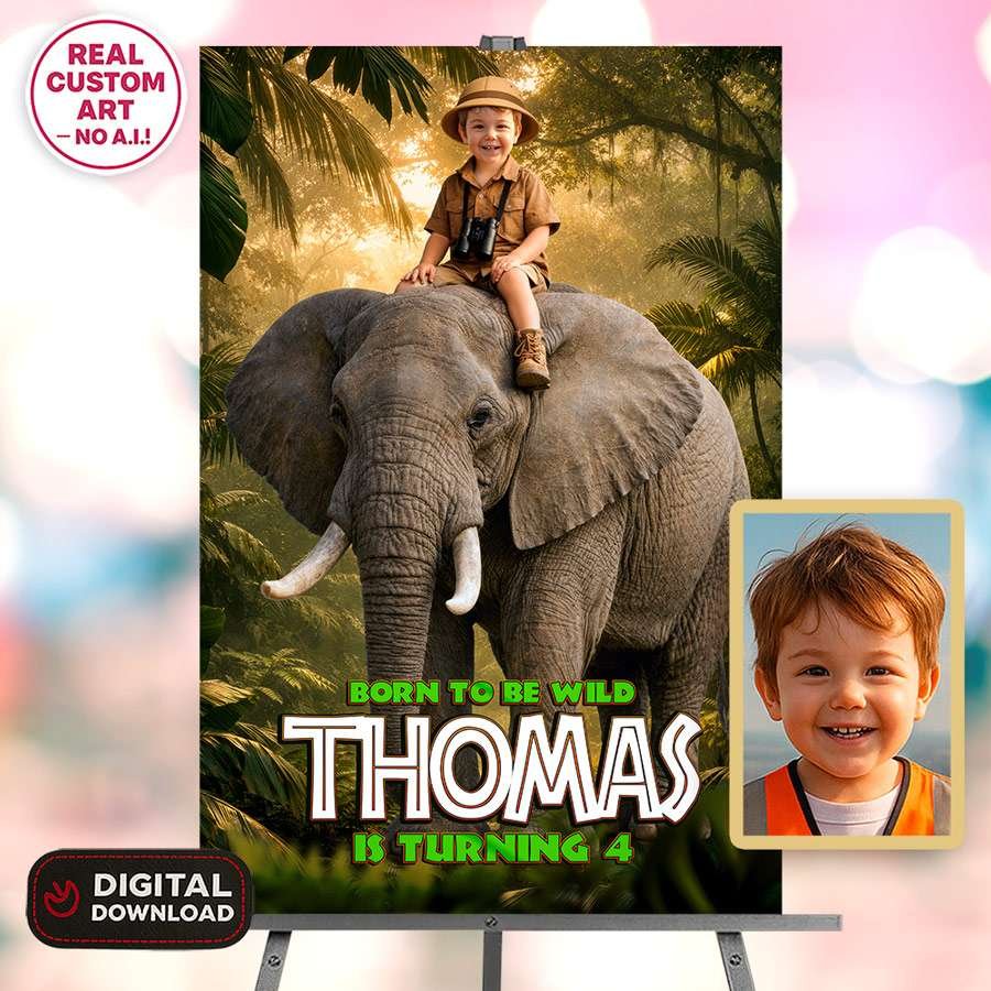 Custom Jungle Welcome Sign – Jungle Elephant Photo Party Decor – Delivered in 24h – Digital File 1 Custom Jungle Welcome Sign – Jungle Elephant Photo Party Decor – Delivered in 24h – Digital File