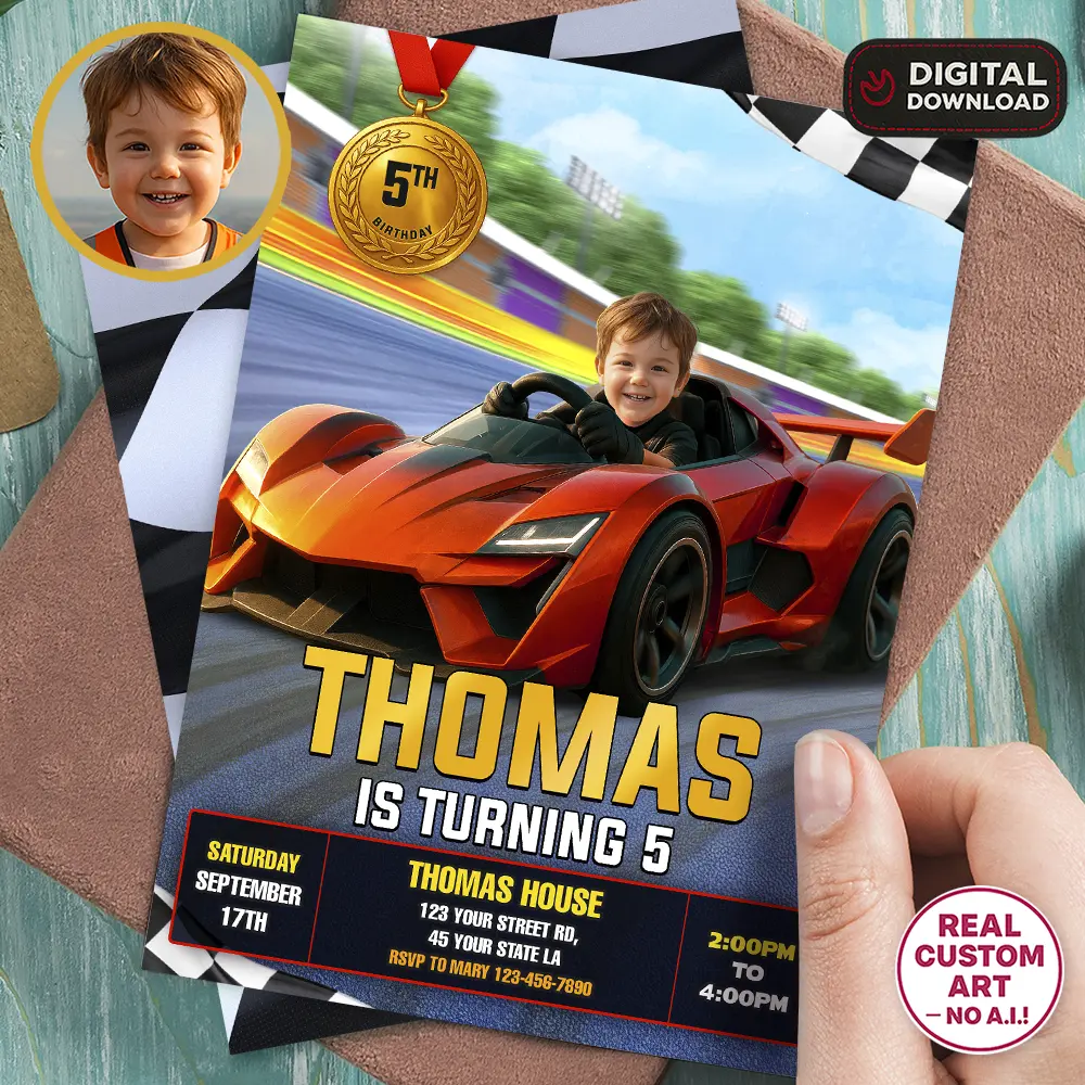 Racing Cars Birthday Photo Invitation – Custom High-Speed Invitation – Delivered in 24h – Digital File 1 Racing Cars Birthday Photo Invitation – Custom High-Speed Invitation – Delivered in 24h – Digital File