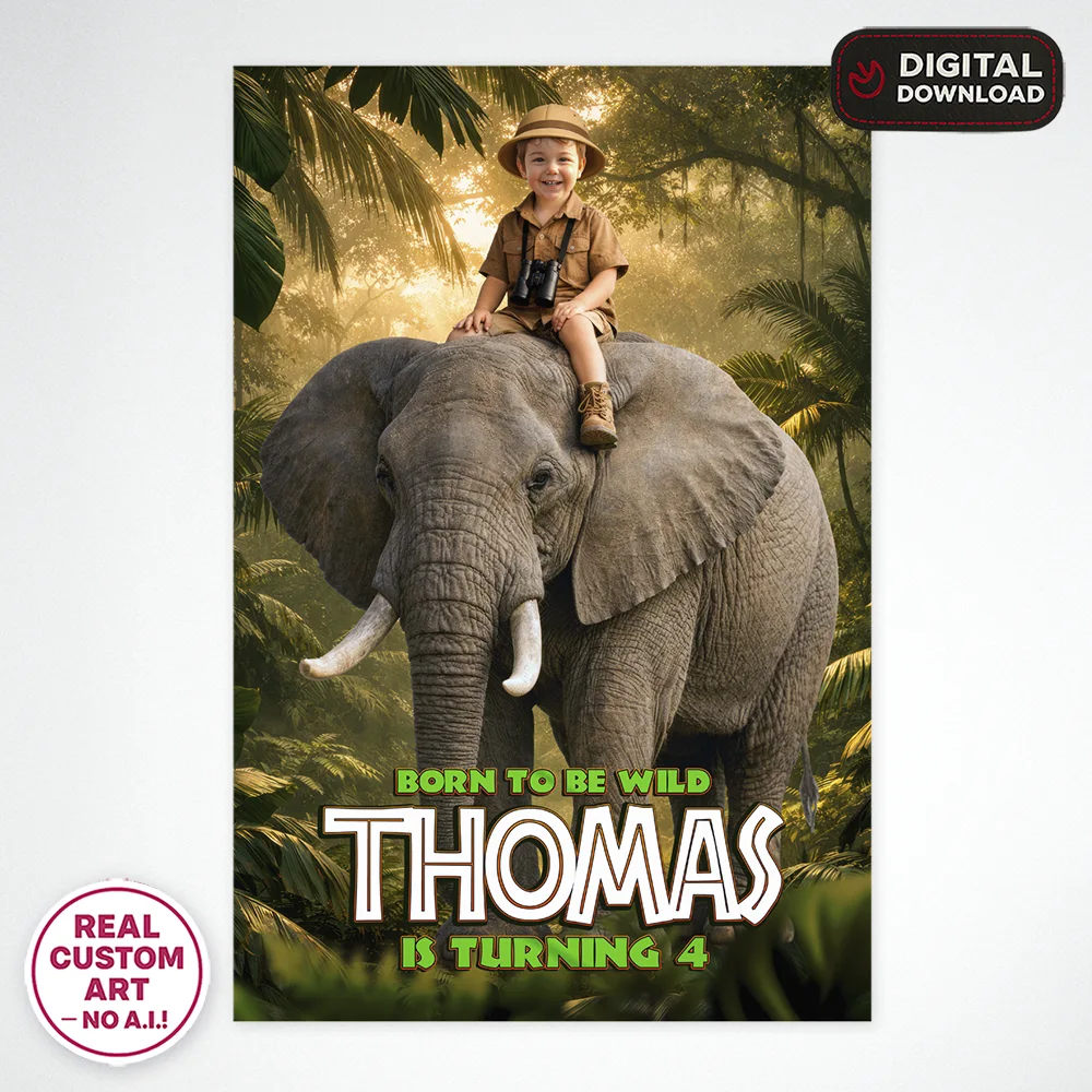 Custom Jungle Welcome Sign – Jungle Elephant Photo Party Decor – Delivered in 24h – Digital File 3 Custom Jungle Welcome Sign – Jungle Elephant Photo Party Decor – Delivered in 24h – Digital File