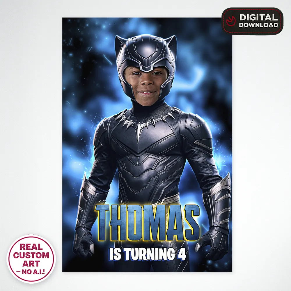 Personalized Panther Hero Welcome Sign – Custom Superhero Party Poster – Delivered in 24h – Digital File 3 Personalized Panther Hero Welcome Sign – Custom Superhero Party Poster – Delivered in 24h – Digital File - Image 3