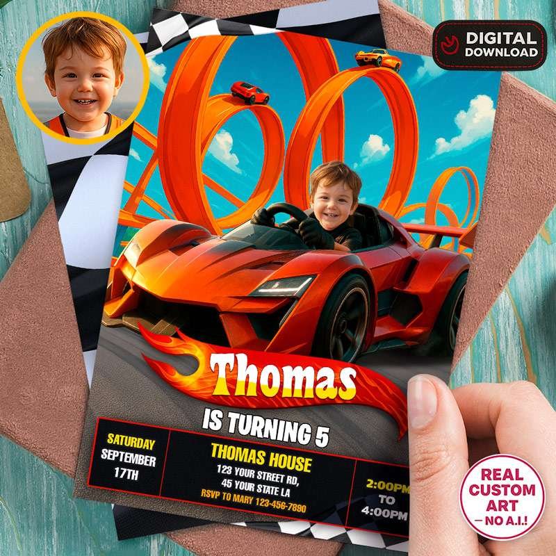 Turbo Racing Cars Birthday Photo Invitation – Custom High-Speed Invitation – Delivered in 24h – Digital File 1 Turbo Racing Cars Birthday Photo Invitation – Custom High-Speed Invitation – Delivered in 24h – Digital File