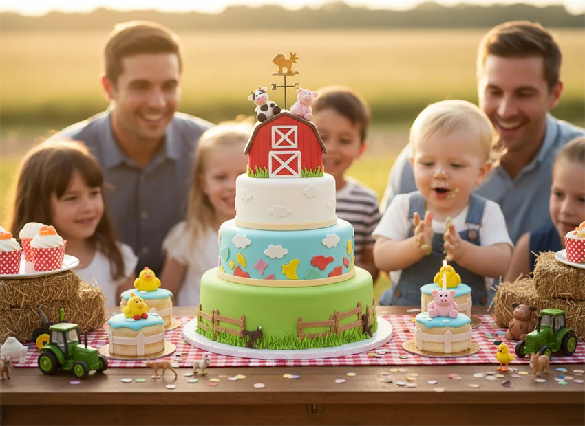 Farm themed barnyard birthday cake ideas