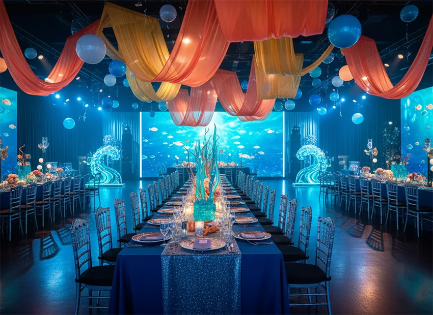 Ocean Adventure Birthday Party Ideas - Ocean adventure birthday party color palette with blue aqua and coral