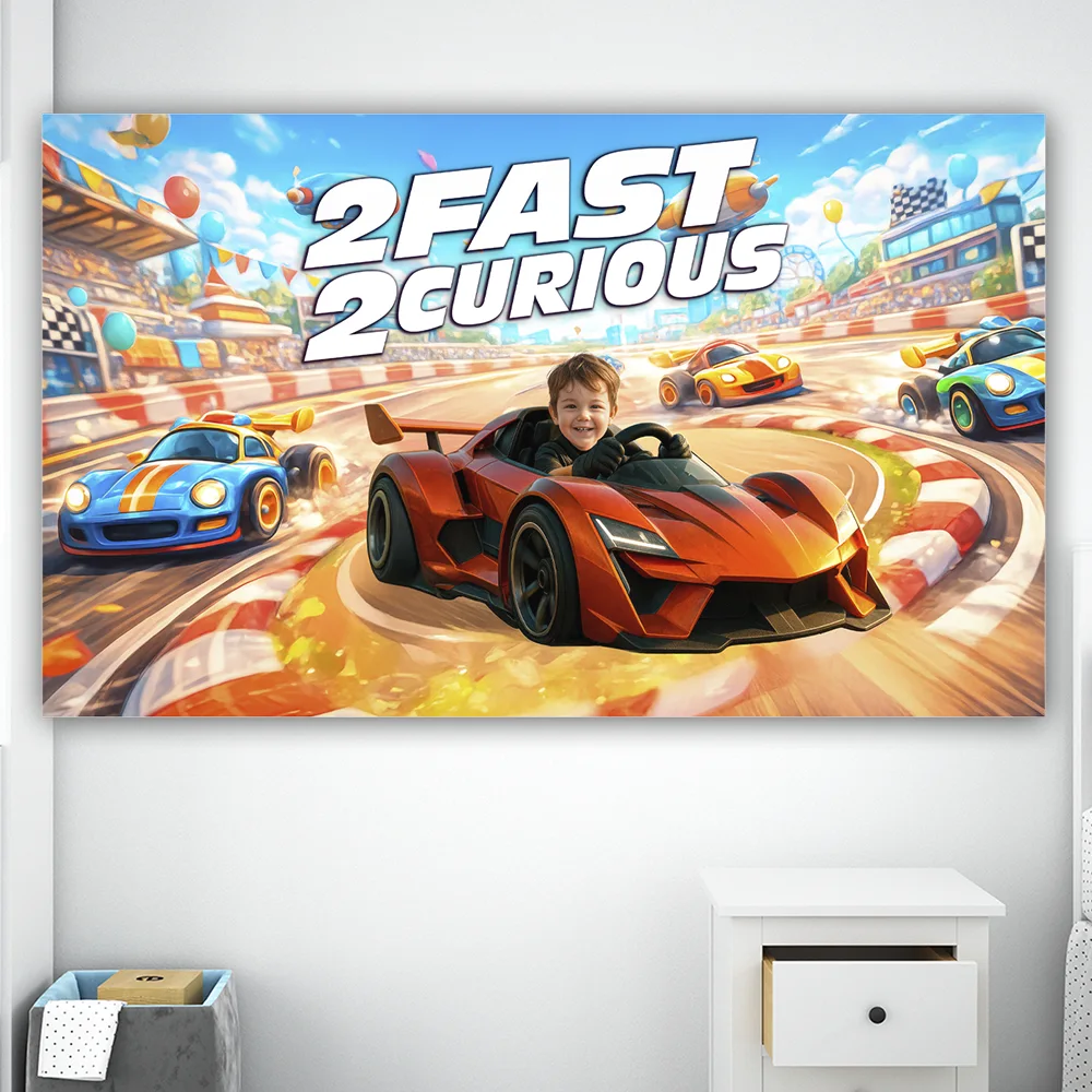 Two Fast Birthday Banner – Racing Birthday Party Decoration With Photo – Delivered in 24h – Digital File 2 Two Fast Birthday Banner – Racing Birthday Party Decoration With Photo – Delivered in 24h – Digital File - Image 2