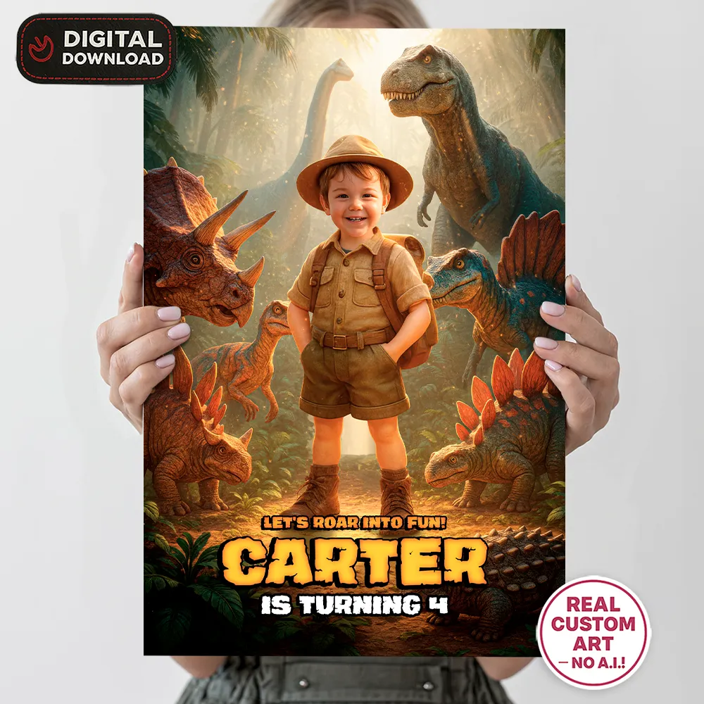 Personalized Dinosaur Welcome Sign – Custom Dino Party Decoration With Photo – Delivered in 24h – Digital File 2 Personalized Dinosaur Welcome Sign – Custom Dino Party Decoration With Photo – Delivered in 24h – Digital File