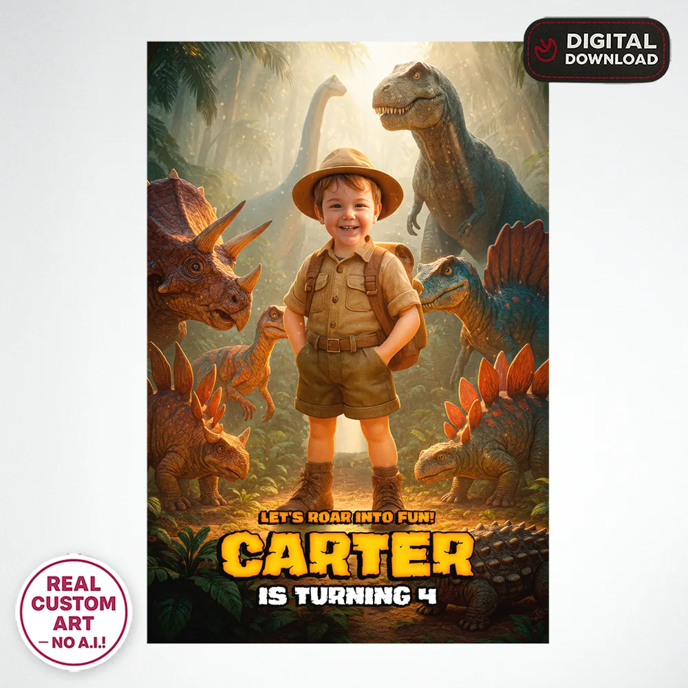 Personalized Dinosaur Welcome Sign – Custom Dino Party Decoration With Photo – Delivered in 24h – Digital File 3 Personalized Dinosaur Welcome Sign – Custom Dino Party Decoration With Photo – Delivered in 24h – Digital File