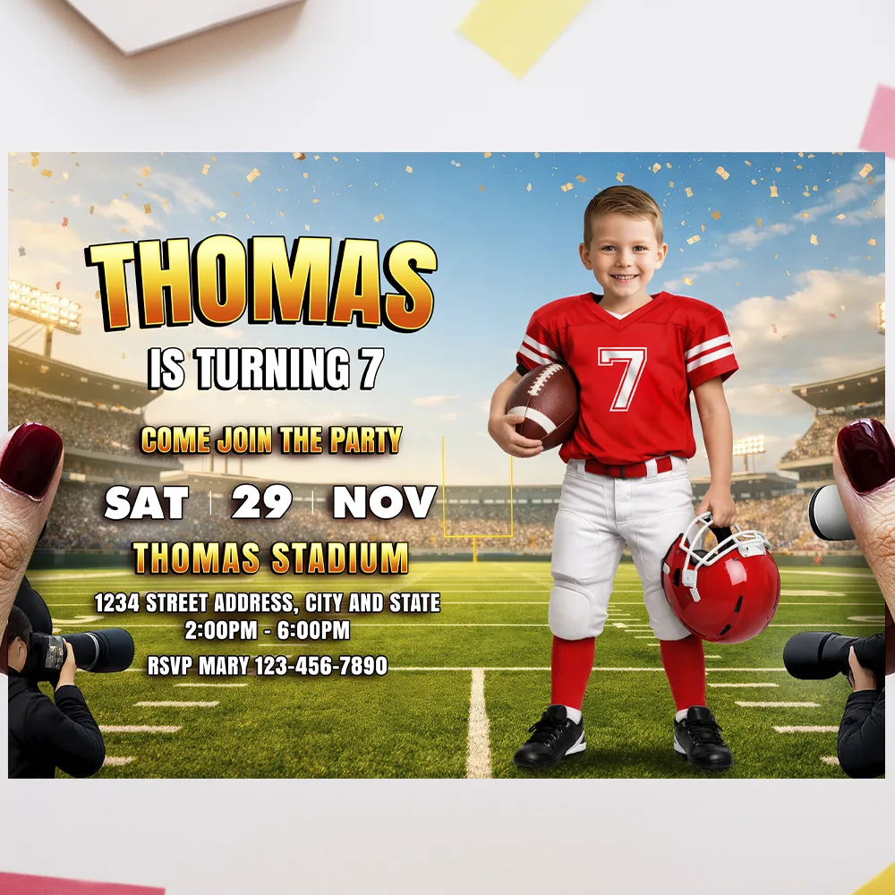 American Football Invitation – Custom Football Birthday Photo Invite – Delivered in 24h – Digital File 3 American Football Invitation – Custom Football Birthday Photo Invite – Delivered in 24h – Digital File
