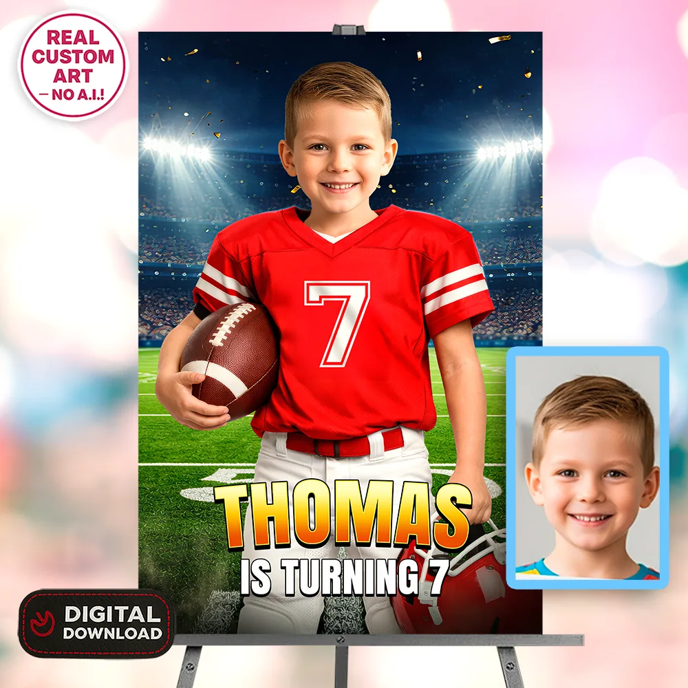 American Football Welcome Sign – Personalized Football Photo Party Decor (24h Delivery) – Digital Download 1 American Football Welcome Sign – Personalized Football Photo Party Decor (24h Delivery) – Digital Download