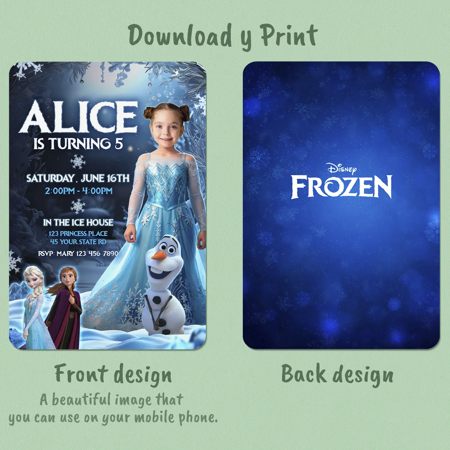 Frozen Birthday Invitation | Princess Photo Invitation 2 Frozen Birthday Invitation | Princess Photo Invitation - Image 2