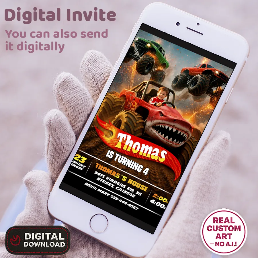 Turbo Racing Monster Truck Invitation – Personalized Off-Road Shark Photo Invitation – Delivered in 24h – Digital File 3 Turbo Racing Monster Truck Invitation – Personalized Off-Road Shark Photo Invitation – Delivered in 24h – Digital File