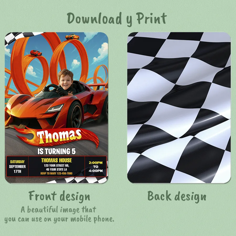 Turbo Racing Cars Birthday Photo Invitation – Custom High-Speed Invitation – Delivered in 24h – Digital File 2 Turbo Racing Cars Birthday Photo Invitation – Custom High-Speed Invitation – Delivered in 24h – Digital File