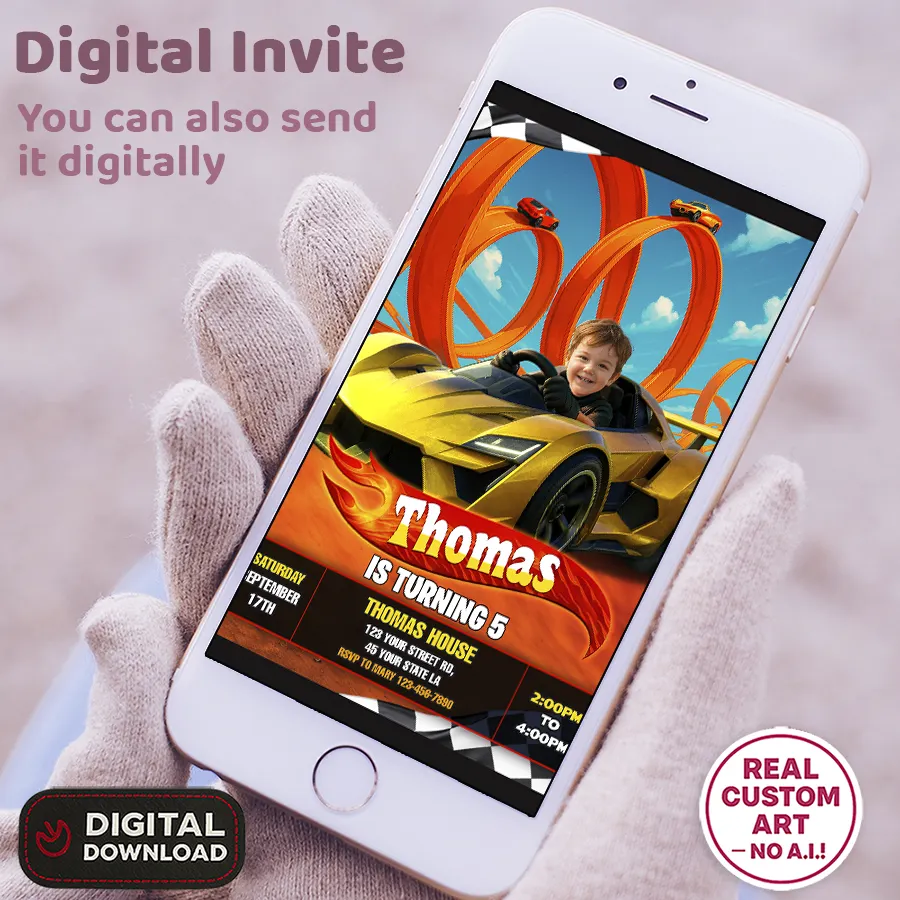 Turbo Racing Cars Birthday Invitation – Custom High-Speed Photo Invitation – Delivered in 24h – Digital File 3 Turbo Racing Cars Birthday Invitation – Custom High-Speed Photo Invitation – Delivered in 24h – Digital File