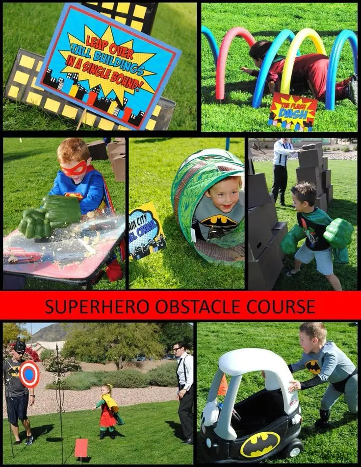 Superhero training games for kids birthday party