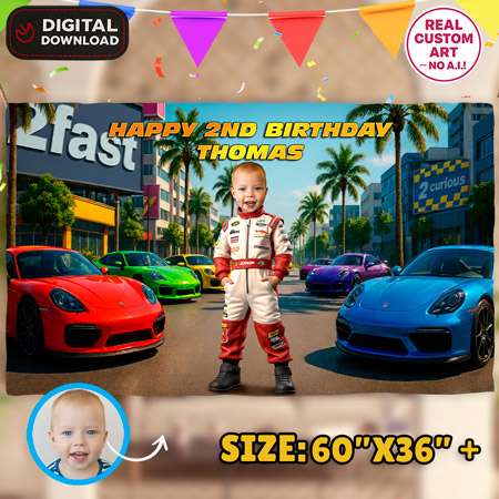 Personalized Two Fast birthday banner