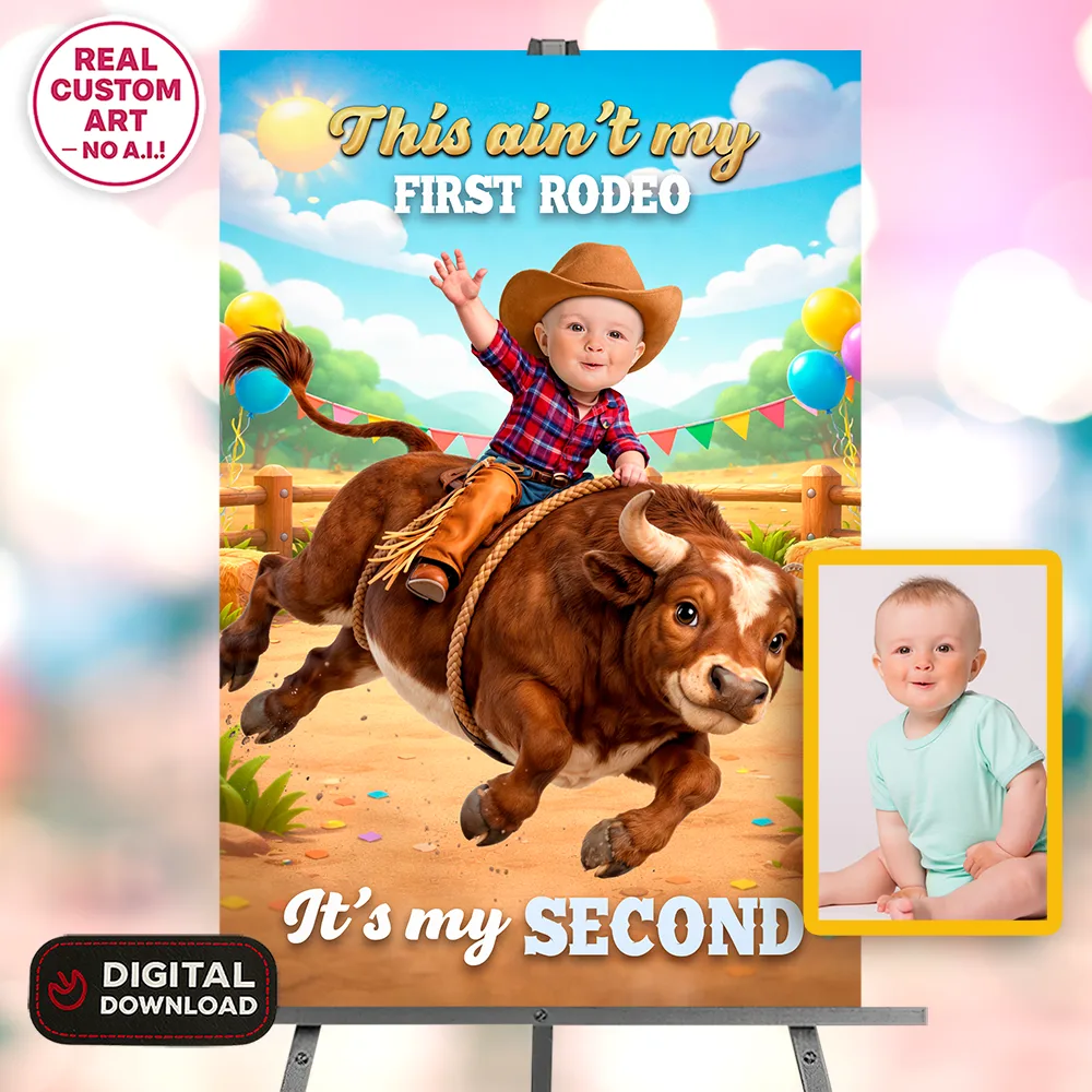 Cowboy Birthday Welcome Sign | Bucking Bull Rodeo Party Banner 5 2nd Birthday Cowboy Welcome Sign – This Ain’t My First Rodeo Photo Welcome Sign – 2nd Birthday Rodeo Party Decoration – Delivered in 24h – Digital File