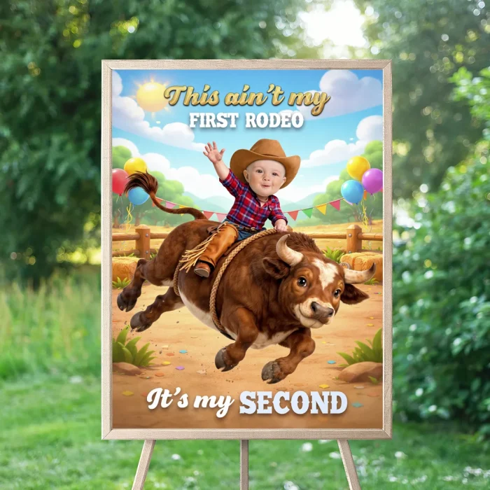 2nd Birthday Cowboy Welcome Sign – This Ain’t My First Rodeo Photo Welcome Sign – 2nd Birthday Rodeo Party Decoration – Delivered in 24h – Digital File