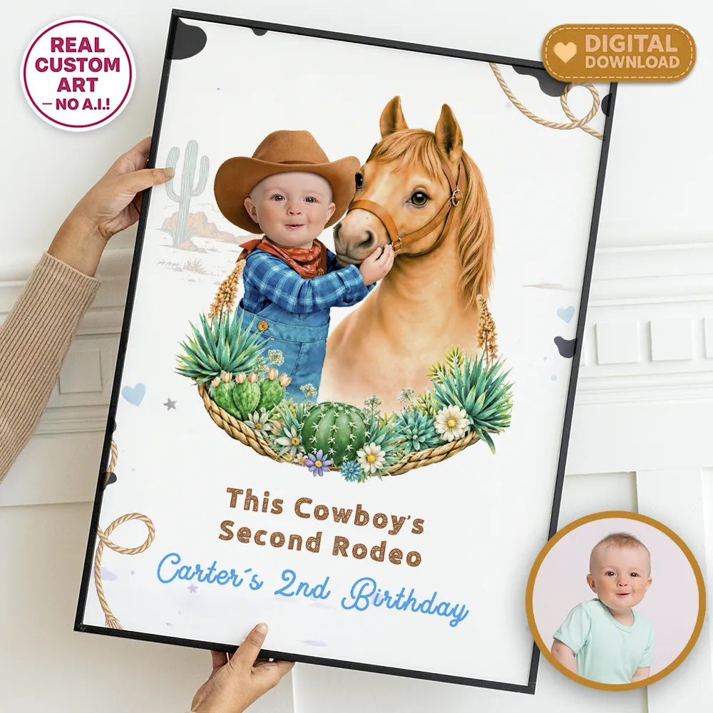 Cowboy Party Welcome Sign | Little Rider Rodeo Birthday Banner 1 Cowboy Party Welcome Sign | Custom Rodeo Birthday Banner