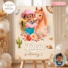 First Rodeo Welcome Sign for Girls | Pink Cowgirl & Horse 3 First Rodeo Pink Birthday Welcome Sign – Custom Cowgirl Party Decoration With Photo – Delivered in 24h – Digital File