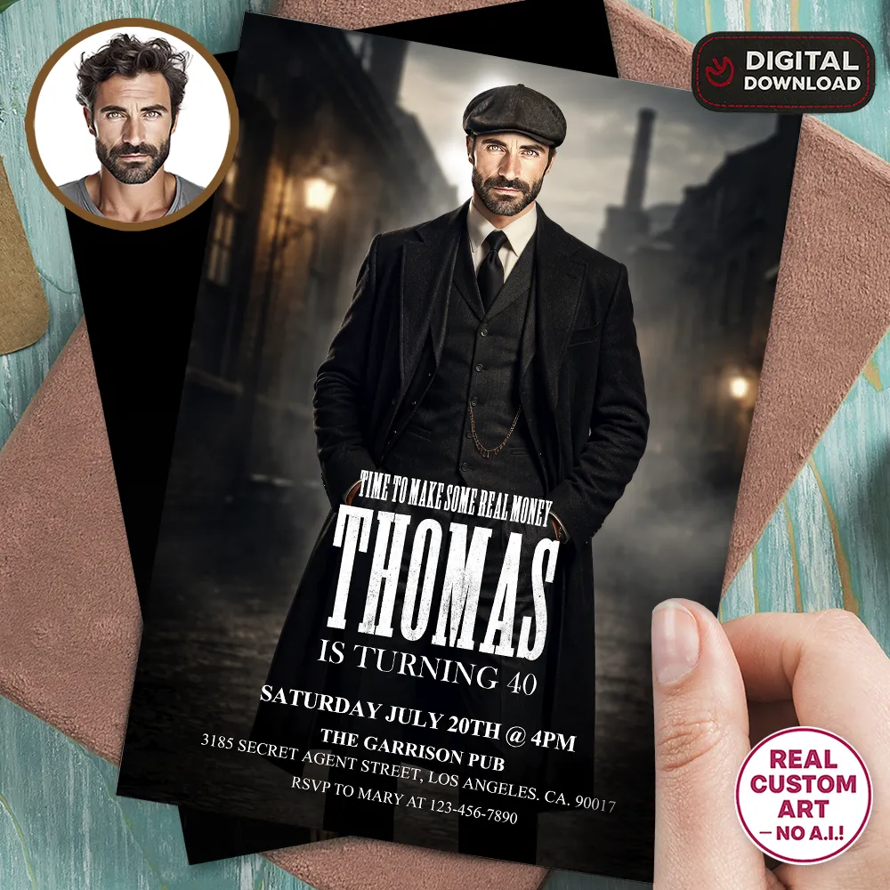 Gangster Birthday Invitation – Personalized Gangster Party Invitation With Photo – Digital File 1 Gangster Birthday Invitation – Personalized Gangster Party Invitation With Photo – Digital File