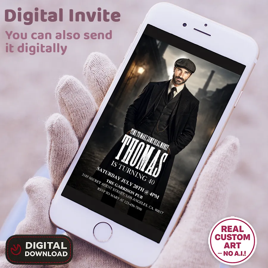 Gangster Birthday Invitation – Personalized Gangster Party Invitation With Photo – Digital File 3 Gangster Birthday Invitation – Personalized Gangster Party Invitation With Photo – Digital File - Image 3