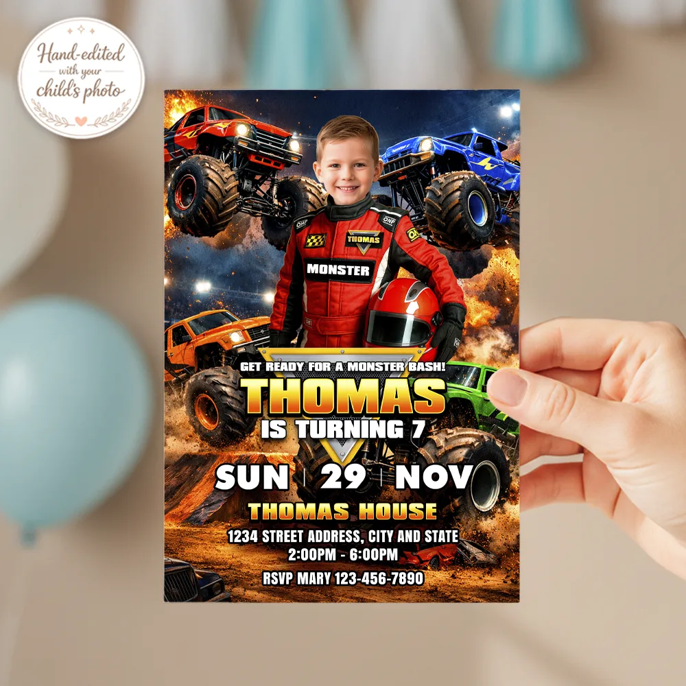 Monster Truck Birthday Invitation – Personalized Off-Road Photo Invitation – Delivered in 24h – Digital File 4 Monster Truck Birthday Invitation – Personalized Off-Road Photo Invitation – Delivered in 24h – Digital File (Copy)
