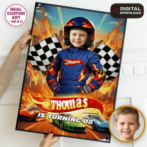 Custom Race Car Party Welcome Sign Birthday Entrance Poster