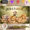 Cute Wild One Birthday Banner | Custom Baby & Plush Lion Safari Backdrop 2 Cute Wild One Birthday Banner Custom Baby Plush Lion