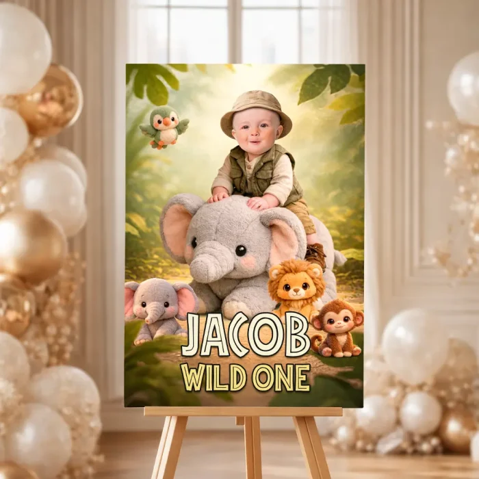 Cute Wild One Photo Welcome Sign – Personalized Wild One Party Decor (24h Delivery) – Digital Download