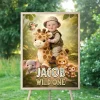 Cute Jungle Photo Welcome Sign – Personalized Wild One Party Decor (24h Delivery) – Digital Download 5 cute wild one birthday welcome sign safari baby birthday decor jungle 1st party kids 5