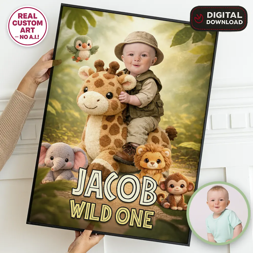 Cute Jungle Photo Welcome Sign – Personalized Wild One Party Decor (24h Delivery) – Digital Download 1 Cute Jungle Photo Welcome Sign – Personalized Wild One Party Decor (24h Delivery) – Digital Download