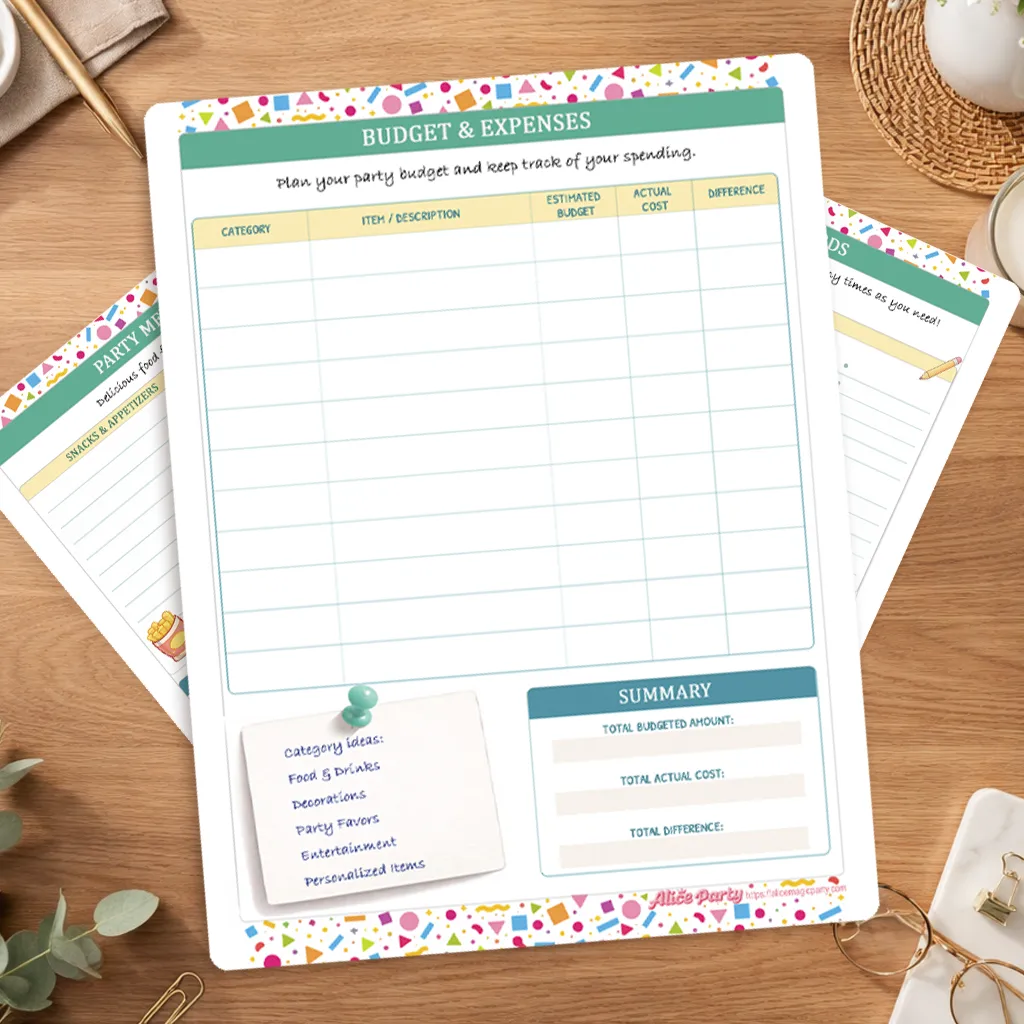 Birthday planner overview page preview