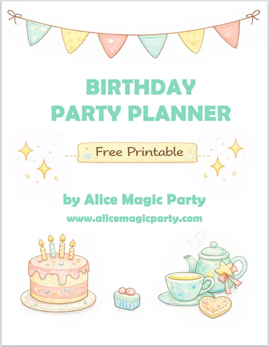 Free Birthday Party Planner PDF preview - Alice Magic Party