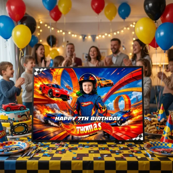 Hot Wheels Birthday Banner | Personalized Hot Wheels Backdrop