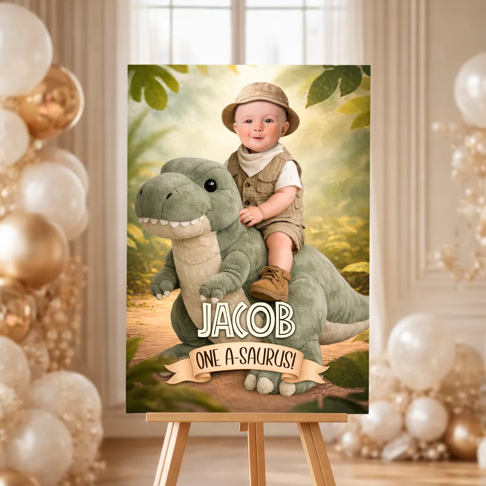 Baby Dinosaur Welcome Sign – Custom Dino Birthday Photo Decoration – Delivered in 24h – Digital File 3 Baby Dinosaur Welcome Sign – Custom Dino Birthday Photo Decoration – Delivered in 24h – Digital File