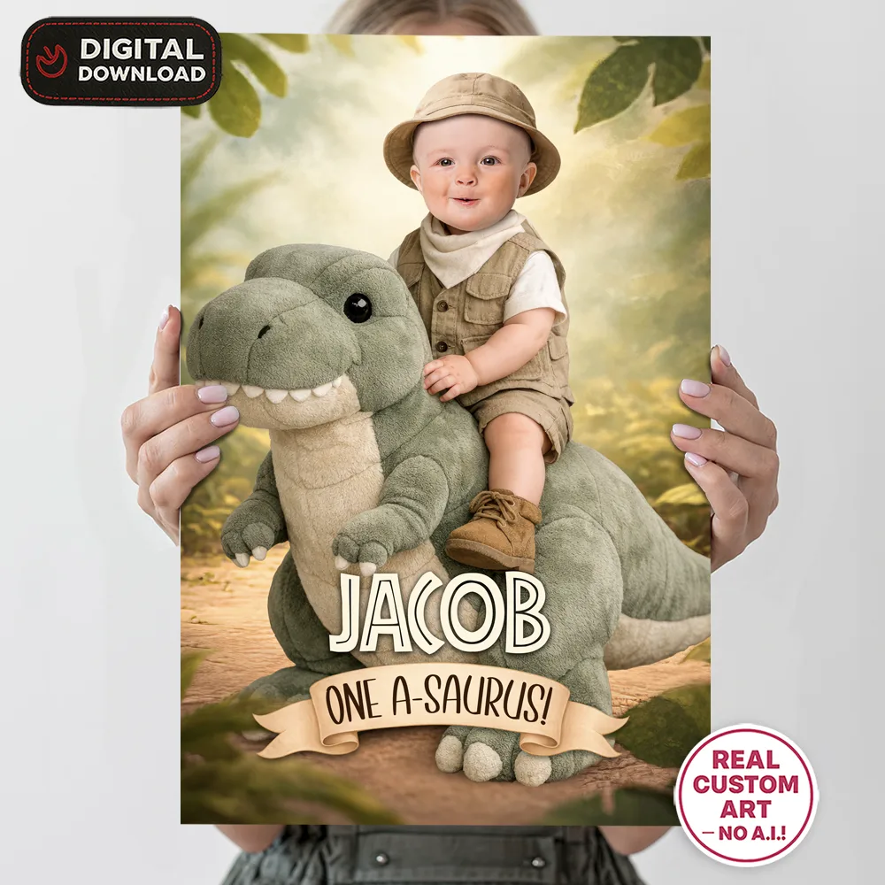 Baby Dinosaur Welcome Sign – Custom Dino Birthday Photo Decoration – Delivered in 24h – Digital File 4 Baby Dinosaur Welcome Sign – Custom Dino Birthday Photo Decoration – Delivered in 24h – Digital File