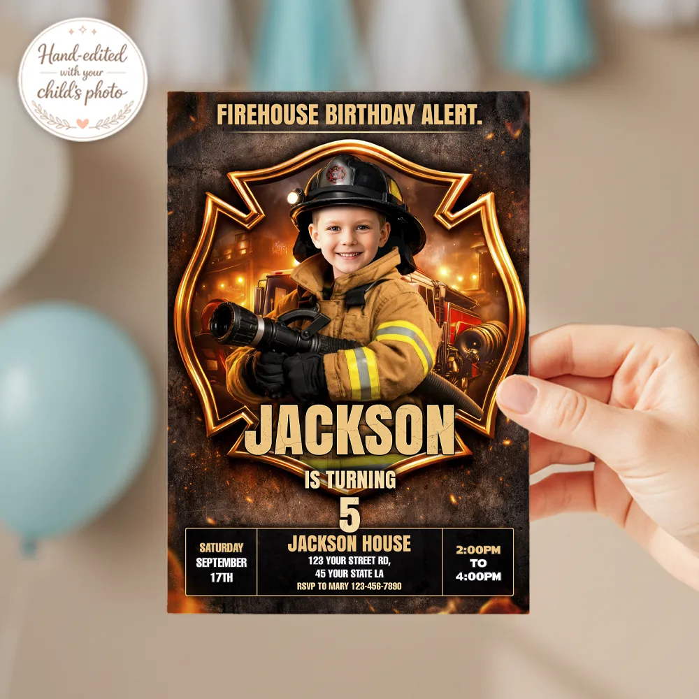 Firefighter Photo Invitation – Personalized Fire Rescue Birthday Invitation – Delivered in 24h – Digital File 3 Firefighter Photo Invitation – Personalized Fire Rescue Birthday Invitation – Delivered in 24h – Digital File