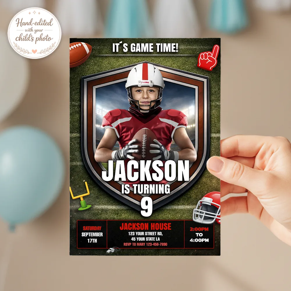 American Football Party Invitation – Custom Football Birthday Photo Invitation – Delivered in 24h – Digital File 3 American Football Party Invitation – Custom Football Birthday Photo Invitation – Delivered in 24h – Digital File