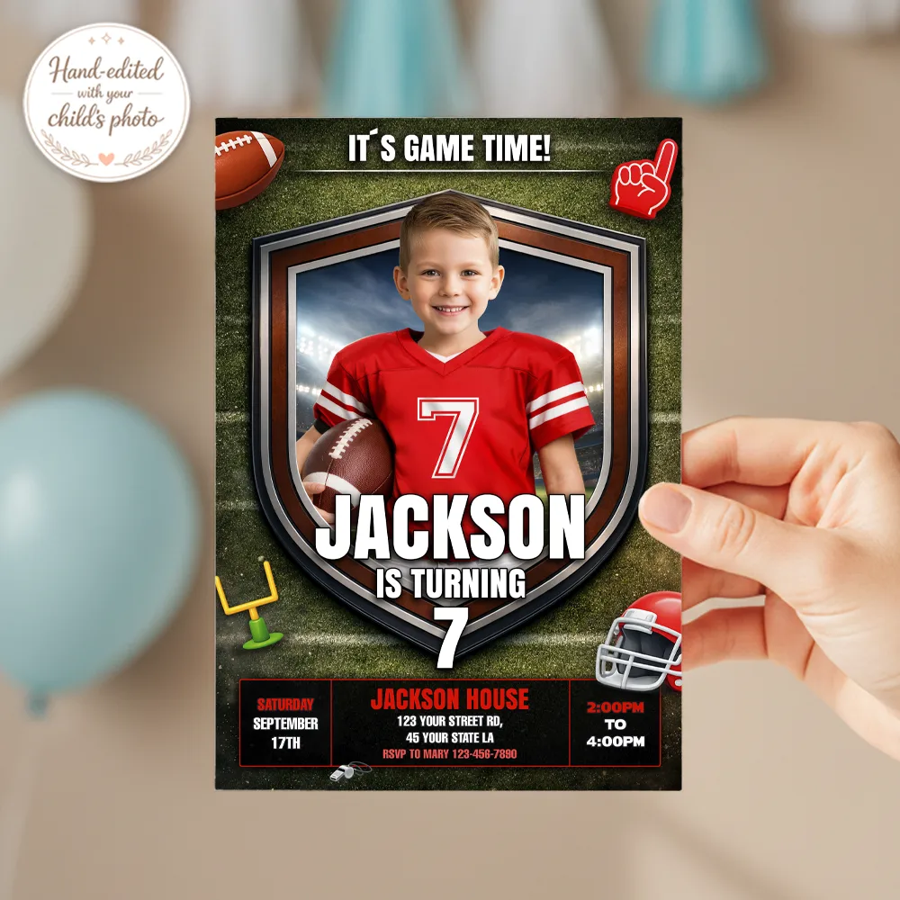 American Football Invitation – Custom Football Birthday Photo Invitation – Delivered in 24h – Digital File 3 American Football Invitation – Custom Football Birthday Photo Invitation – Delivered in 24h – Digital File