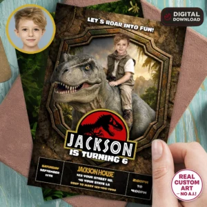 Tyrannosaurus Rex Birthday Invitation | Epic Custom T-Rex Photo Invite