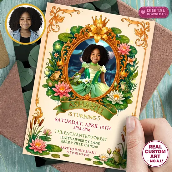 Fairytale princess invitation with personalized photo