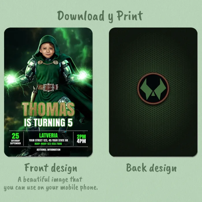 Personalized Villain Birthday Invitation – Custom Superhero Photo Invitation – Delivered in 24h – Digital File