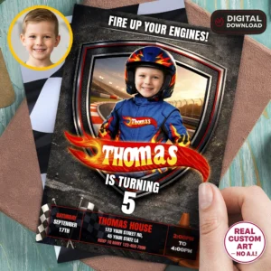 Custom Race Car Party Invitation Pro Racer Photo