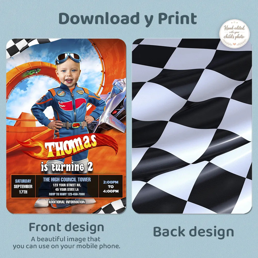 Custom Race Car Photo Invitation | Personalised Racing Champion Invite 5 Custom Race Car Photo Invitation | Personalised Racing Champion Invite - Image 5