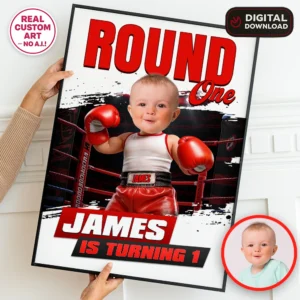 Personalized Baby Boxer Welcome Sign | First Round Birthday Banner