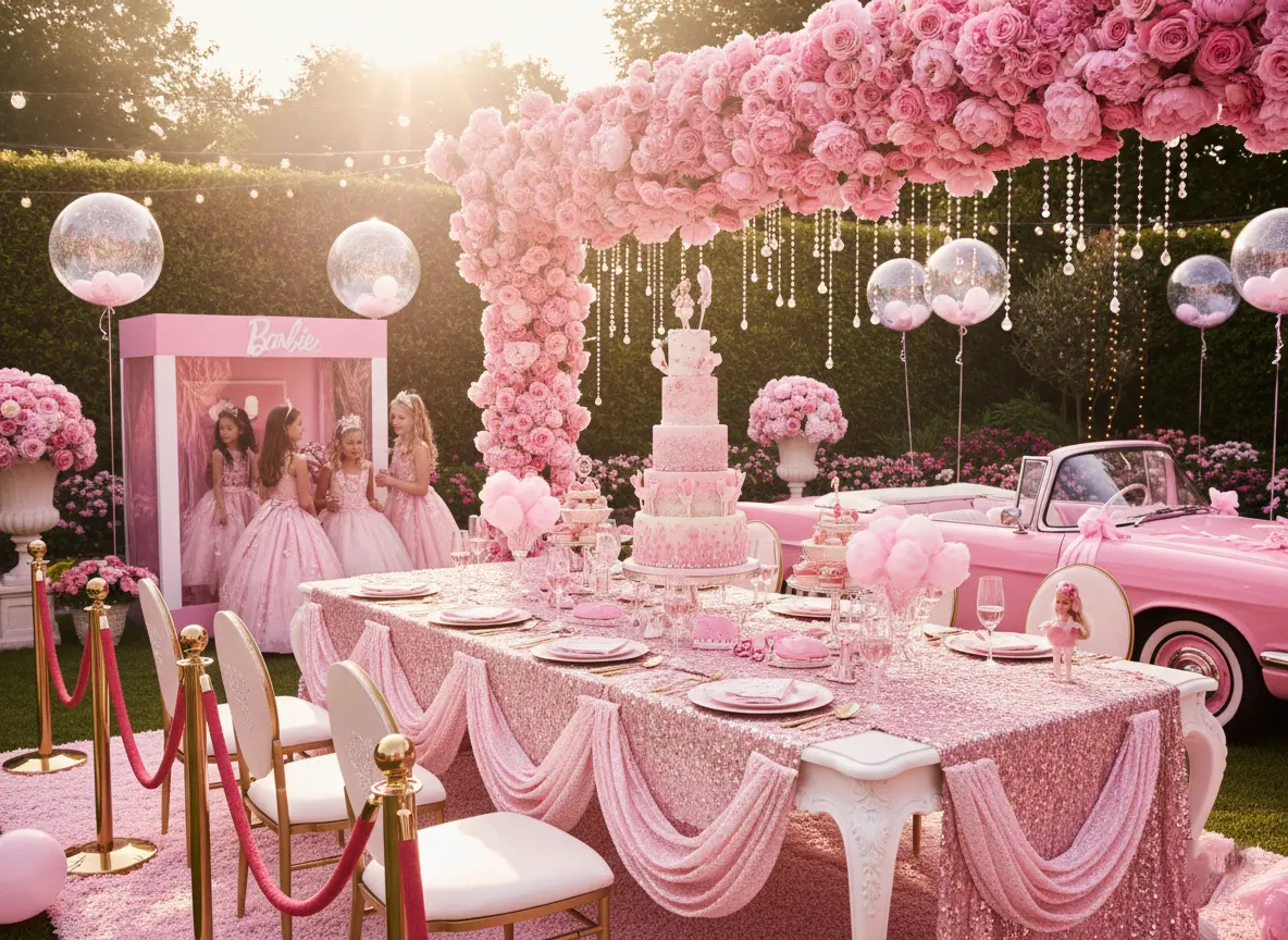 Doll box birthday party theme with personalized photo invitations