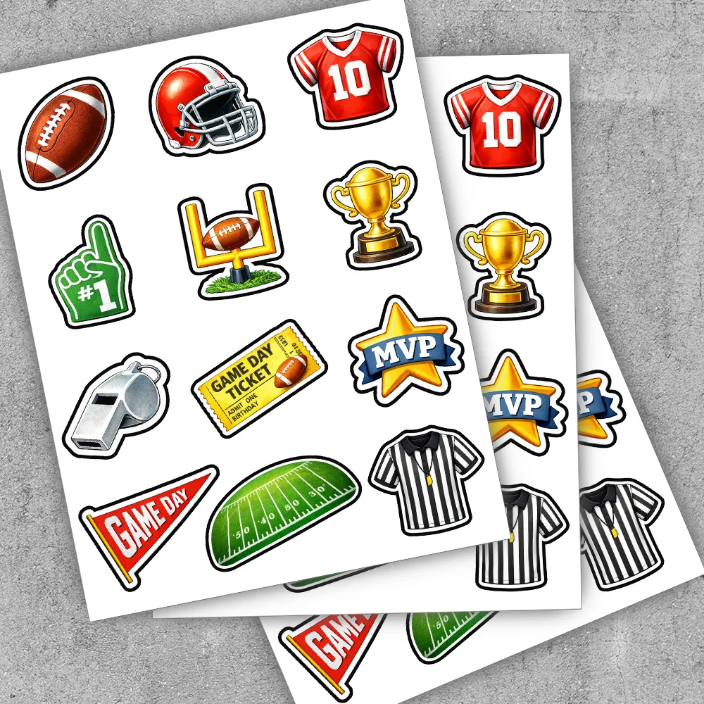 American football party cupcakes with 2-inch round football cupcake toppers