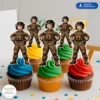 Army Soldier Cupcake Toppers | Custom Photo Cake Decor 3 custom army birthday cupcake toppers with photo kids military party deco 1
