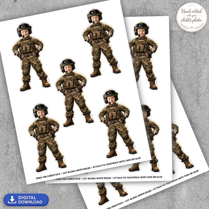 Army Soldier Cupcake Toppers | Custom Photo Cake Decor